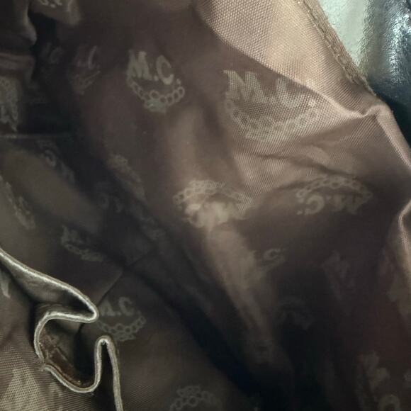 M.C. Croc Embossed Shoulder Bag Woven Flap Heart Charm Black Brown Satchel Purse - Picture 10 of 14